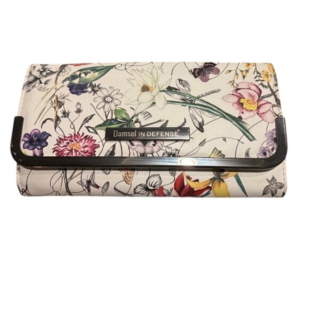 Damsel In Defense Floral Wallet Clutch Organizer Snap Closure Botanical Purse‎